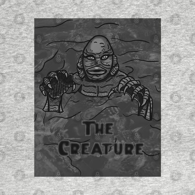 The Creature- Black and Gray by tesiamarieart